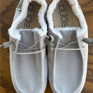 Hey Dude Light Gray Fleece-Lined Loafers